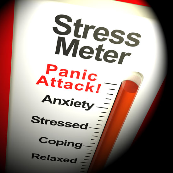 stress meter thermometer showing panic attack from stressing 3d rendering